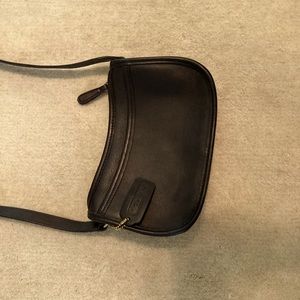 Small black leather cross body purse